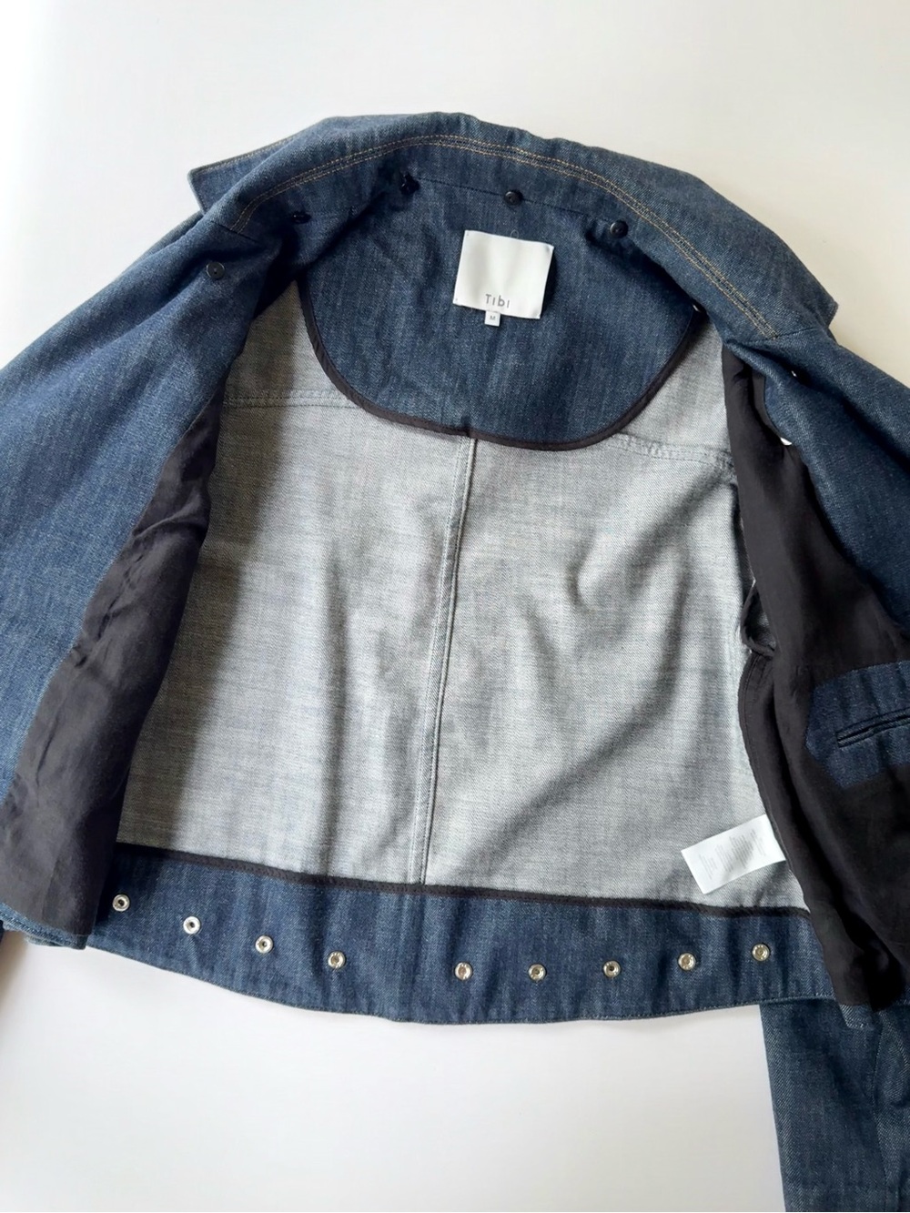 TIBI Raw Denim Oversized Moto Motorcycle Jean Jacket Size M - Picture 9 of 16